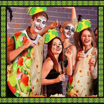 Hicarer Taco Costume Adult Funny Food Costume with Taco Hat Mexican Burritos Tortilla Outfit Halloween Costume for Women Party Cosplay(Headband Style)