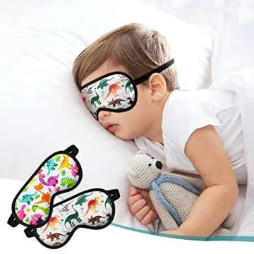 Eurzom Kid Dinosaur Sleep Mask Set for Comfortable Sleep