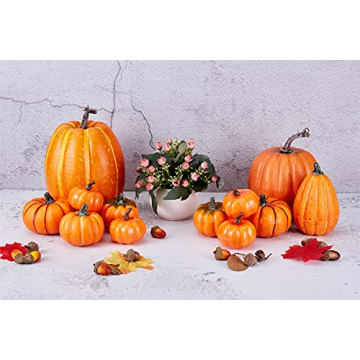Artmag 12 Pcs Assorted Faux Pumpkins for Fall Decor