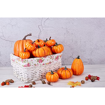 Artmag 12 Pcs Assorted Faux Pumpkins for Fall Decor