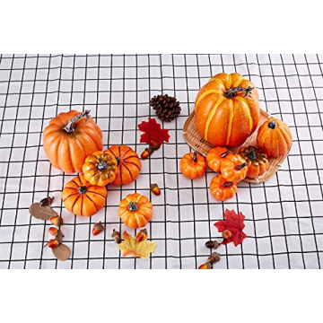 Artmag 12 Pcs Assorted Faux Pumpkins for Fall Decor