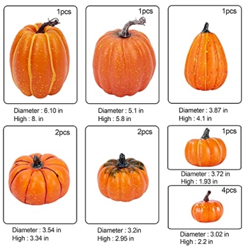 Artmag 12 Pcs Assorted Faux Pumpkins for Fall Decor