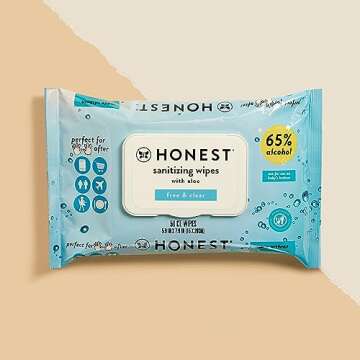 The Honest Company Sanitizing Alcohol Wipes | Kills 99% of Germs, Made With Aloe | Unscented, 50 Cou...