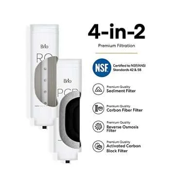 Brio AQUUS TROE800COL Reverse Osmosis Water Filtration System, 4-Stage Tankless RO Water Filter System for Under Sink, 800 GPD, 2:1 Pure to Drain, Reduces TDS, Smart Faucet, USA Support, Black/Silver