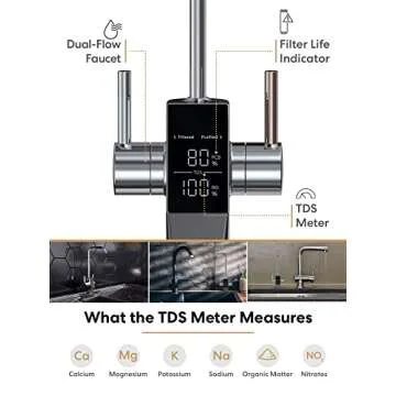Brio AQUUS TROE800COL Reverse Osmosis Water Filtration System, 4-Stage Tankless RO Water Filter System for Under Sink, 800 GPD, 2:1 Pure to Drain, Reduces TDS, Smart Faucet, USA Support, Black/Silver
