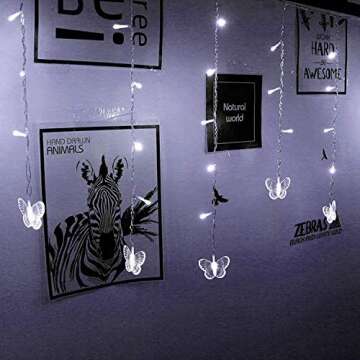 Decorman Butterfly Curtain Lights, 13ft 96 LED USB Window Fairy Lights 16 Butterflies 8 Modes Firefly Twinkle Timer String Lights with Remote for Room Bedroom Wall Ceiling Party Wedding Christmas