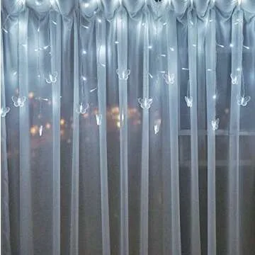 Decorman Butterfly Curtain Lights, 13ft 96 LED USB Window Fairy Lights 16 Butterflies 8 Modes Firefly Twinkle Timer String Lights with Remote for Room Bedroom Wall Ceiling Party Wedding Christmas