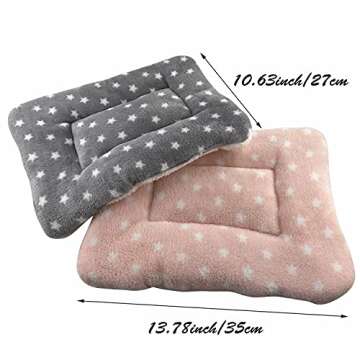 MANSHU Small Animal Plush Bed - Cozy Mats for Hamsters and Rabbits in Pink and Gray