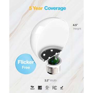 Sunco 12 Pack Vanity Globe Light Bulbs G25 LED for Indoor Mirror Living Area, CRI92 4000K Cool White, Dimmable 450 Lumens, 6W, E26 Base, Round Frosted Classic Ambient Decorative Bulb - UL