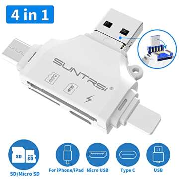 SD/Micro SD Card Reader for iPhone/ipad/Android/Mac/Computer/Camera,Portable Memory Card Reader 4 in...