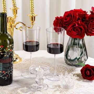 Ciaell 12 Pack Clear Plastic Wine Glasses - 14Oz Plastic Wine Glasses with Stem - Disposable Stemmed...