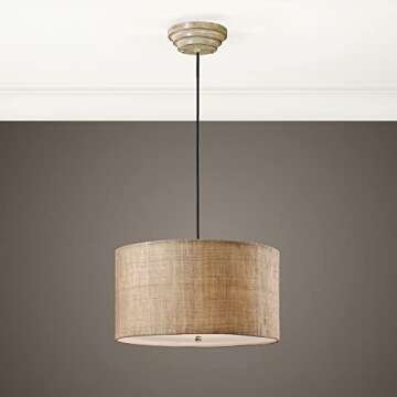 Uttermost Dafina Drum Pendant 3 Light - Antiqued Burlap Elegance