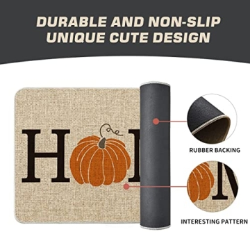 Artoid Mode Home Pumpkin Decorative Doormat, Seasonal Fall Harvest Vintage Thanksgiving Low-Profile Floor Mat Switch Mat for Indoor Outdoor 17 x 29 Inch