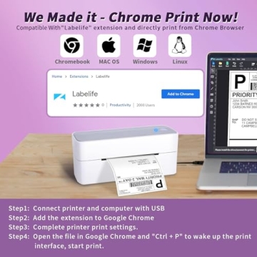 ASprink 241BT Bluetooth Shipping Label Printer