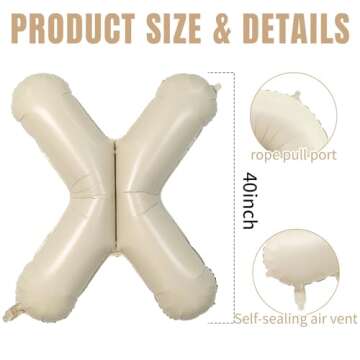 40 Inch Cream Letter Balloons - Elegant Foil Helium Decorations for Any Party