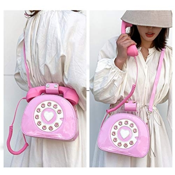 Oweisong Unique Pink Telephone Purse for Fun Style