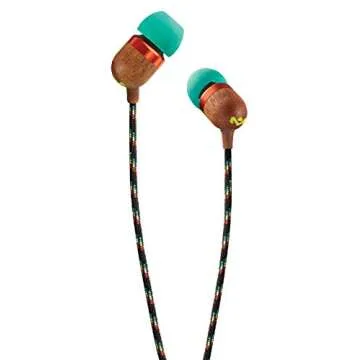 House of Marley Smile Jamaica: Wired Earphones with Microphone, Noise Isolating Design, and Sustainable Materials (Rasta)