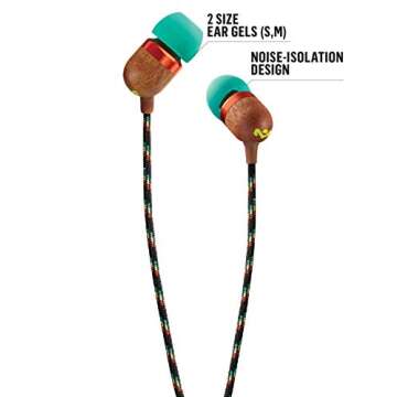 House of Marley Smile Jamaica: Wired Earphones with Microphone, Noise Isolating Design, and Sustainable Materials (Rasta)