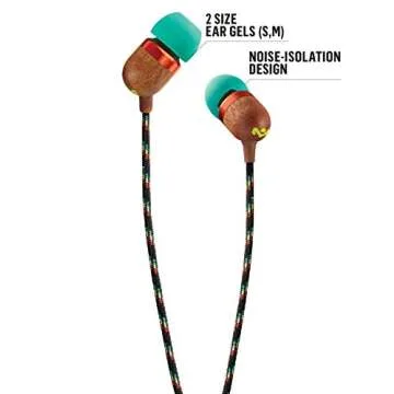 House of Marley Smile Jamaica: Wired Earphones with Microphone, Noise Isolating Design, and Sustainable Materials (Rasta)