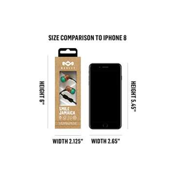 House of Marley Smile Jamaica: Wired Earphones with Microphone, Noise Isolating Design, and Sustainable Materials (Rasta)