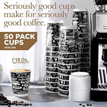 Shop 8 Oz Disposable Hot Coffee Cups with Lids 50 Pack