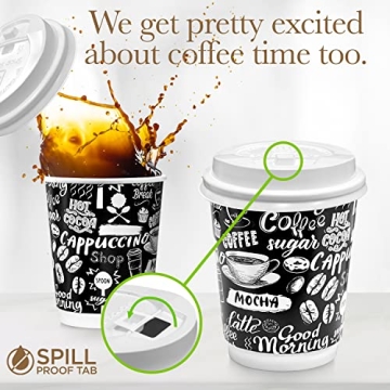 Shop 8 Oz Disposable Hot Coffee Cups with Lids 50 Pack