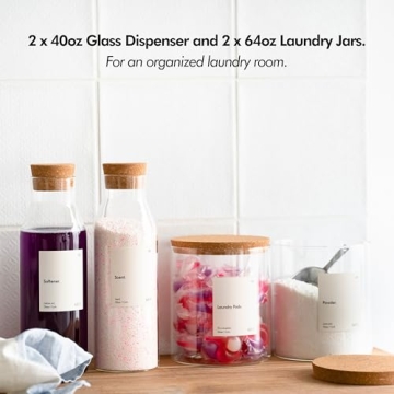 KIVY Glass Detergent Dispenser Set of 4 with Labels