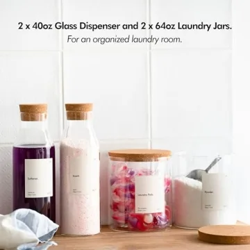 KIVY Glass Detergent Dispenser Set of 4 with Labels