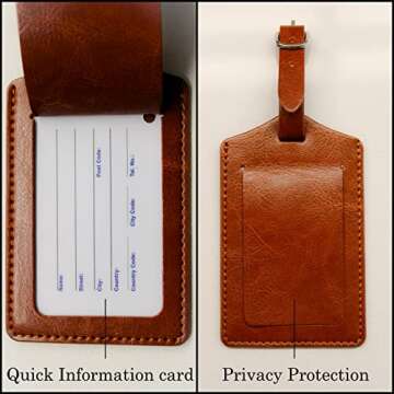 HK Collection Leather Passport and Vaccine card holder combo with Privacy Protection Luggage tag. Passport case with CDC Vaccination card slot for Men/Women. PU Leather with RFID Blocking.(Brown)