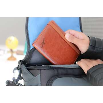 HK Collection Leather Passport and Vaccine card holder combo with Privacy Protection Luggage tag. Passport case with CDC Vaccination card slot for Men/Women. PU Leather with RFID Blocking.(Brown)