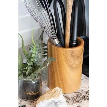 Stylish Wooden Utensil Holder for Kitchen Countertop