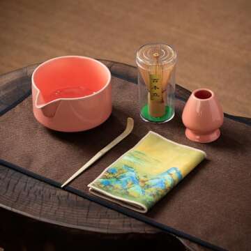 BEIMENWAI Matcha Whisk Set - Matcha Kit, 20 OZ Matcha Bowl with Spout, Bamboo Matcha Whisk & Whisk H...