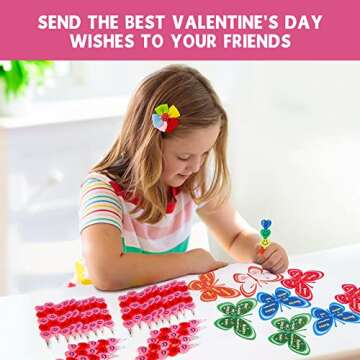 Feltom 28 Pack Valentines Day Gift Cards for Kids with Stacking Heart Pencils, Valentines Day Gifts for Kids Boys Girls, Valentine School Classroom Party Favor Exchange Prizes Toys Set