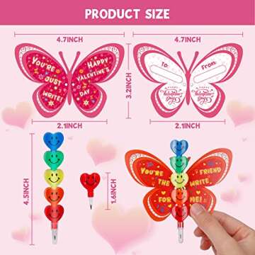 Feltom 28 Pack Valentines Day Gift Cards for Kids with Stacking Heart Pencils, Valentines Day Gifts for Kids Boys Girls, Valentine School Classroom Party Favor Exchange Prizes Toys Set