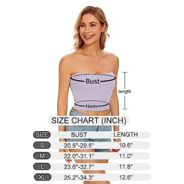 Kusogiay Womens Ribbed Knit Tube Tops 2023 Casual Bandeau Crop Top Sleeveless Tanks Camis (Small,Purple)