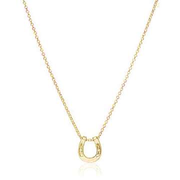 LANG XUAN Friendship Gold Horseshoe Necklace Good Luck Elephant Pendant Chain Necklace with Message ...
