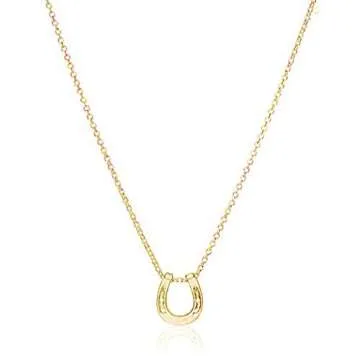 LANG XUAN Friendship Gold Horseshoe Necklace Good Luck Elephant Pendant Chain Necklace with Message ...