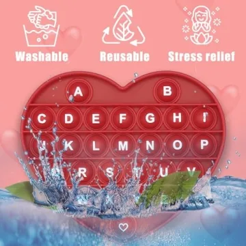 Red Heart-Shaped Pop Bubble Toy for Kids Learning