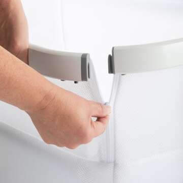 Venice Child California Dreaming Bedside Crib Bassinet w/Travel Case, Bamboo Bassinet Sheet, Removable Bamboo Compressed Cotton Mattress, Height Adjustable, Easy Clean - White