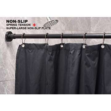 BRIOFOX Spring Tension Curtain Rod 27-43 Inches Matte Black, Never Rust and Non-Slip Shower Rod, Sta...