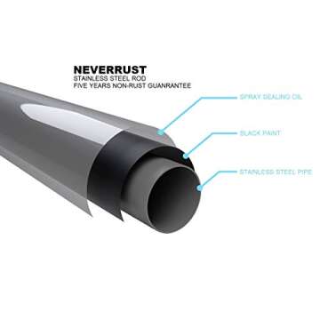 BRIOFOX Spring Tension Curtain Rod 27-43 Inches Matte Black, Never Rust and Non-Slip Shower Rod, Stainless Steel