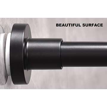 BRIOFOX Spring Tension Curtain Rod 27-43 Inches Matte Black, Never Rust and Non-Slip Shower Rod, Stainless Steel