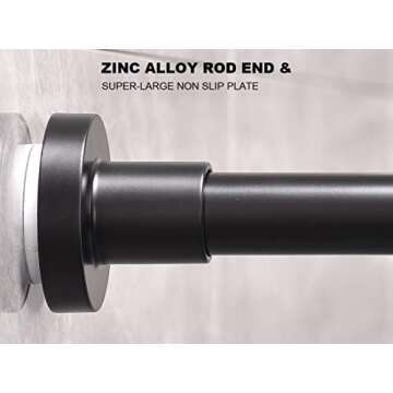 BRIOFOX Spring Tension Curtain Rod 27-43 Inches Matte Black, Never Rust and Non-Slip Shower Rod, Stainless Steel