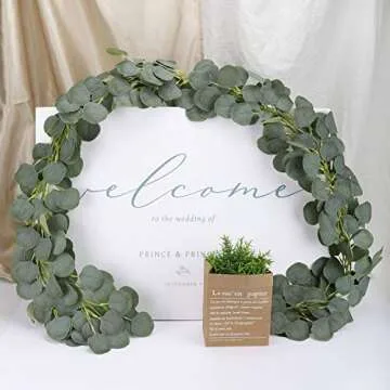 JPSOR 5 Pack Artificial Eucalyptus Garland Greenery Eucalyptus Vines Artificial Silver Dollar Eucalyptus Strands for Mantle Table Wedding Party Garden Home Decoration