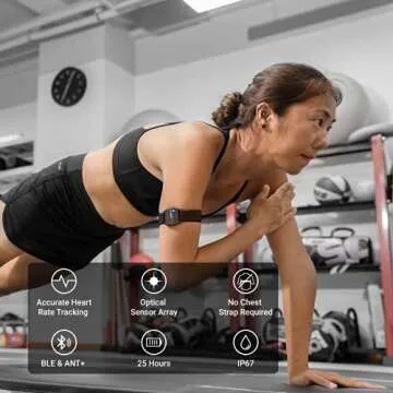 COOSPO Armband Heart Rate Monitor, Bluetooth ANT+ HR Optical Sensor for Sport, Rechargeable Dual Band IP67 HRM, Compatible with Peloton,Wahoo,Polar Beat,Strava,DDP Yoga