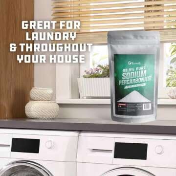 Ecoxall Premium Sodium Percarbonate - 2 Pound - 99.9% Oxygen Bleach Powder - Multipurpose Cleaner - For Laundry Stain Removal, Dishwasher, Deodorizer - Powder Stain Remover - Industrial Grade Strength