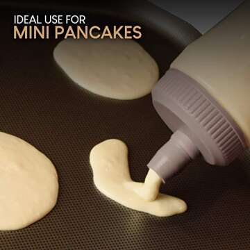 Pancake Batter Dispenser Pen, Easy Squeeze Bottle Baking Drip Proof Silicone Nozzle and Measurement Marker Plastic Condiment Bottles Pancakes, Waffles, Crepes, by Exultimate (Grey, 3 Cups)