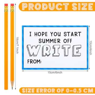 Geyoga 60 Pcs End of School Year Gifts for Students Include 30 Pcs I Hope You Start Summer Off Greeting Cards and 30 Pcs Yellow Wood Pencils with Erasers for Students Classroom Prizes Party Gifts