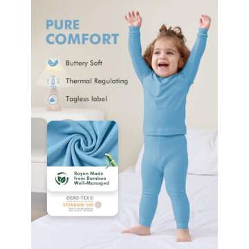 HAPIU Rayon from Bamboo Toddler Pajamas Set, Pjs Baby Kids Girls Boys, Slate & Emerald, 2T
