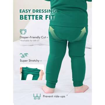 HAPIU Rayon from Bamboo Toddler Pajamas Set, Pjs Baby Kids Girls Boys, Slate & Emerald, 2T